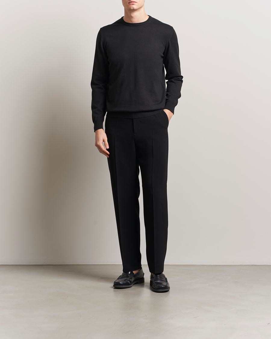 Men | Sweaters & Knitwear | Morgano | Supersoft Egyptian Cotton Crew Neck Black