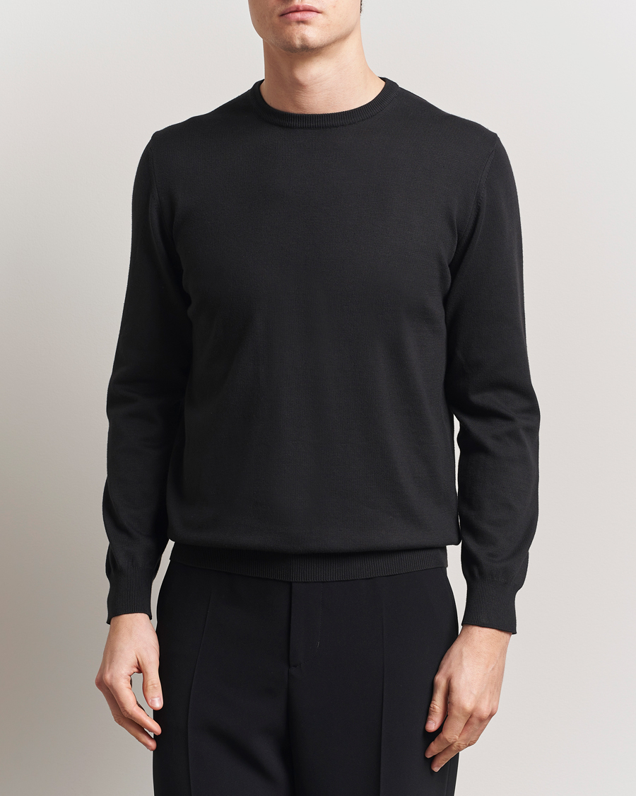 Men | Sweaters & Knitwear | Morgano | Supersoft Egyptian Cotton Crew Neck Black