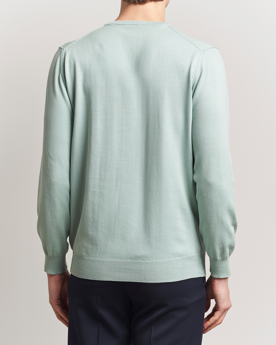 Men | Sweaters & Knitwear | Morgano | Supersoft Egyptian Cotton Crew Neck Light Green