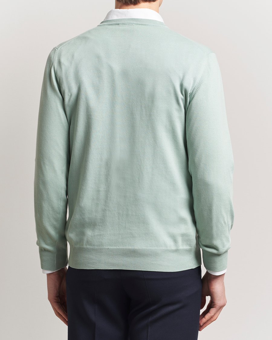 Men | Sweaters & Knitwear | Morgano | Supersoft Egyptian Cotton V-Neck Light Green