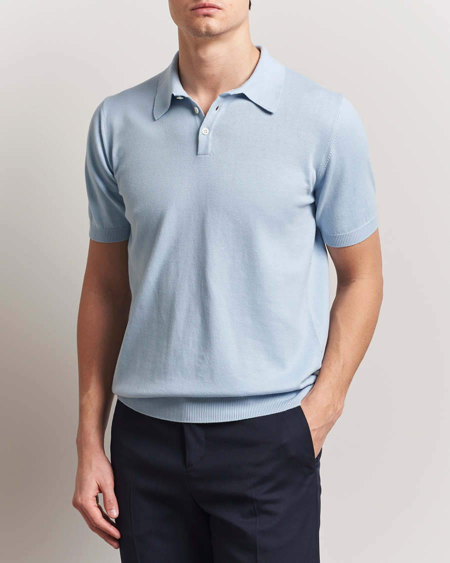 Men | Polo Shirts | Morgano | Supersoft Egyptian Cotton Polo Light Blue