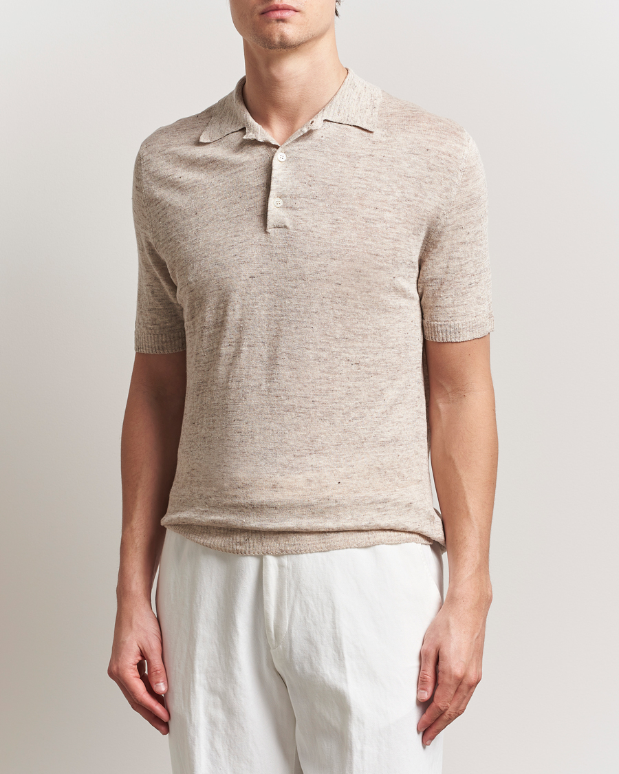 Men | Polo Shirts | Morgano | Linen Polo Beige