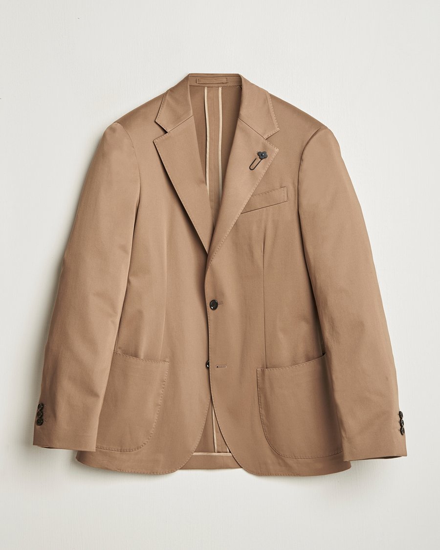 Men | Blazers | Lardini | Cotton Satin Stretch Blazer Light Brown
