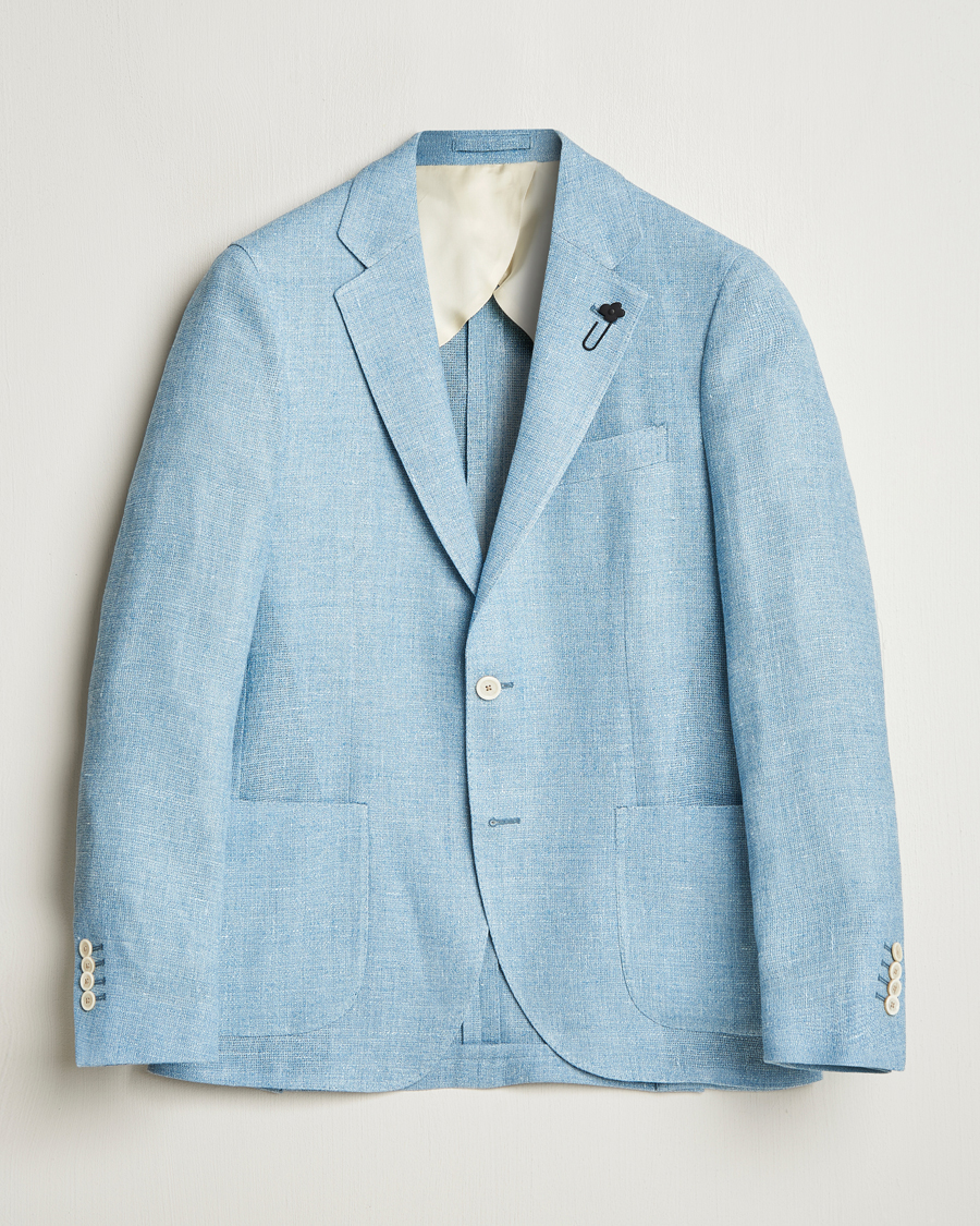Men | Blazers | Lardini | Linen Crepe Canvas Blazer Light Blue
