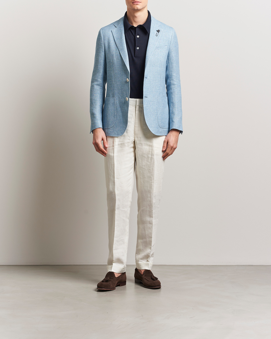 Men | Blazers | Lardini | Linen Crepe Canvas Blazer Light Blue