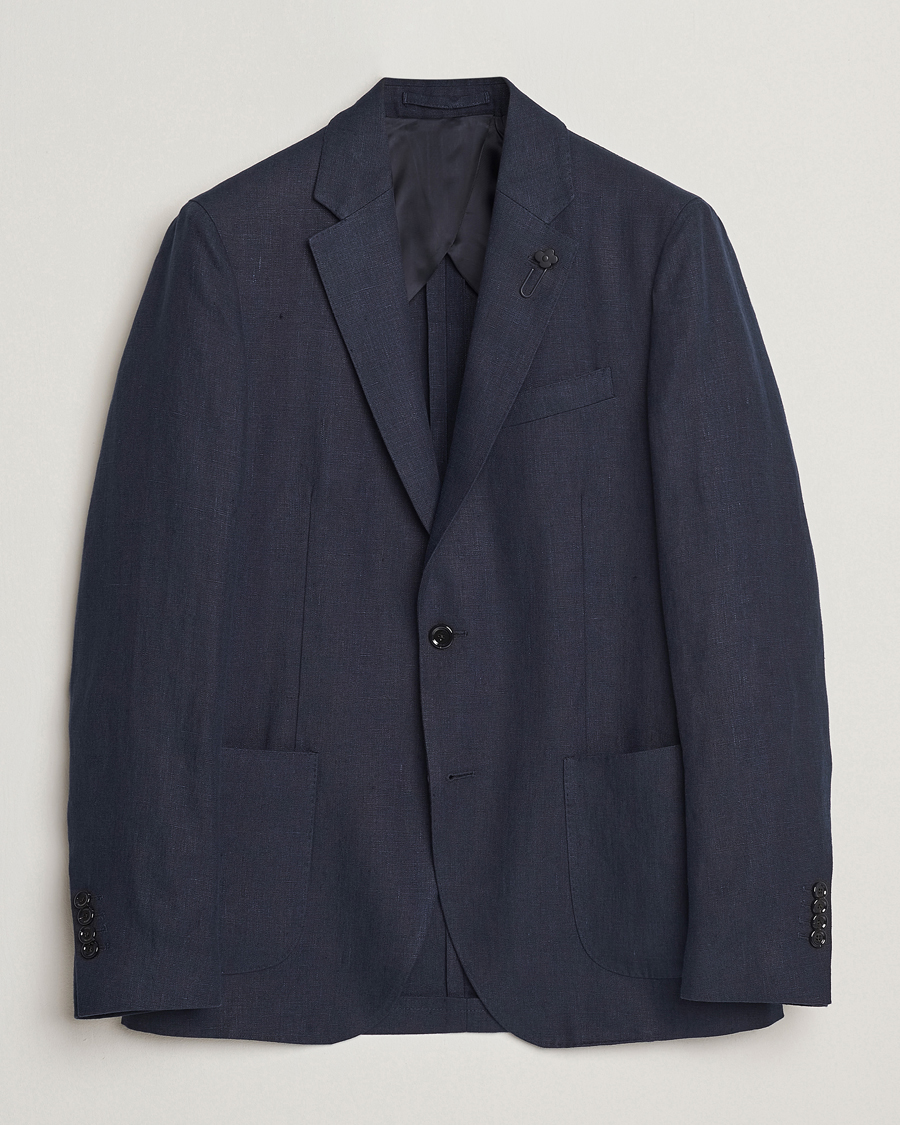 Men | Blazers | Lardini | Linen Canvas Blazer Navy