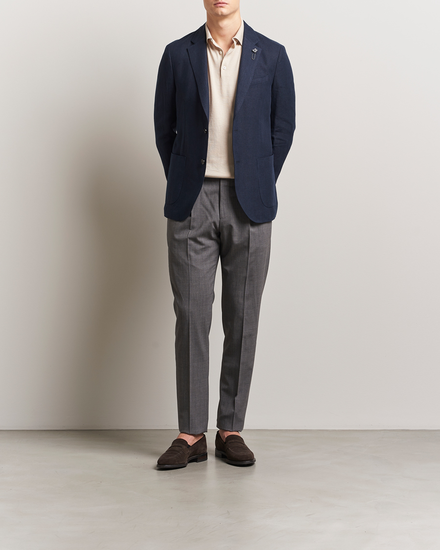 Men | Blazers | Lardini | Linen Canvas Blazer Navy