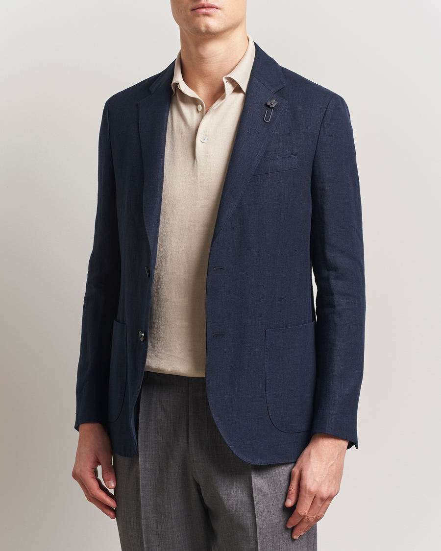Men | Blazers | Lardini | Linen Canvas Blazer Navy