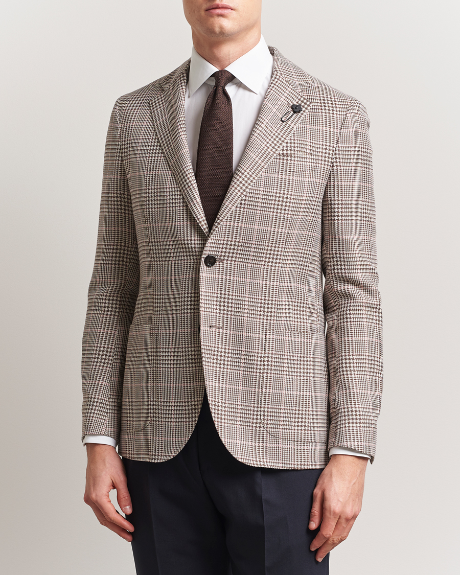 Men | Blazers | Lardini | Wool/Cotton Checked Blazer Brown/Pink