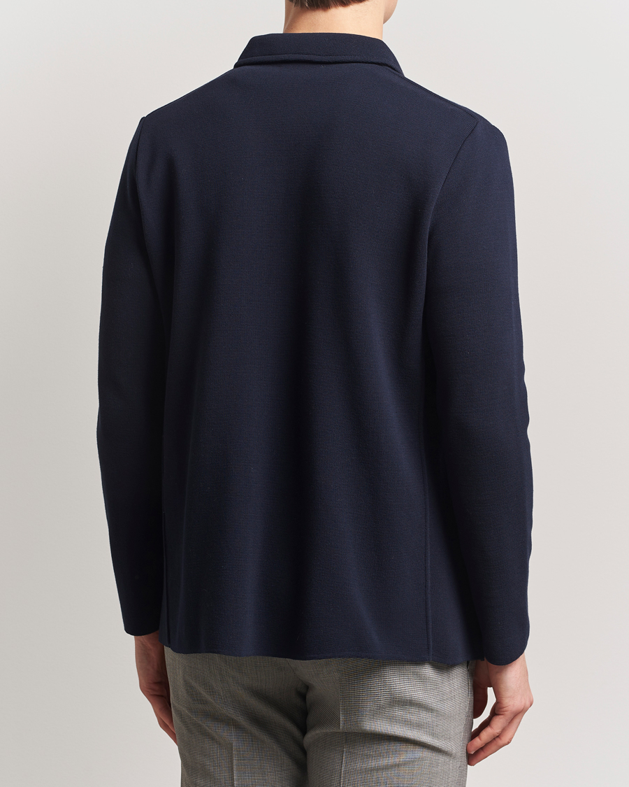 Men | Blazers | Lardini | Knitted Pocket Shirt Jacket Navy