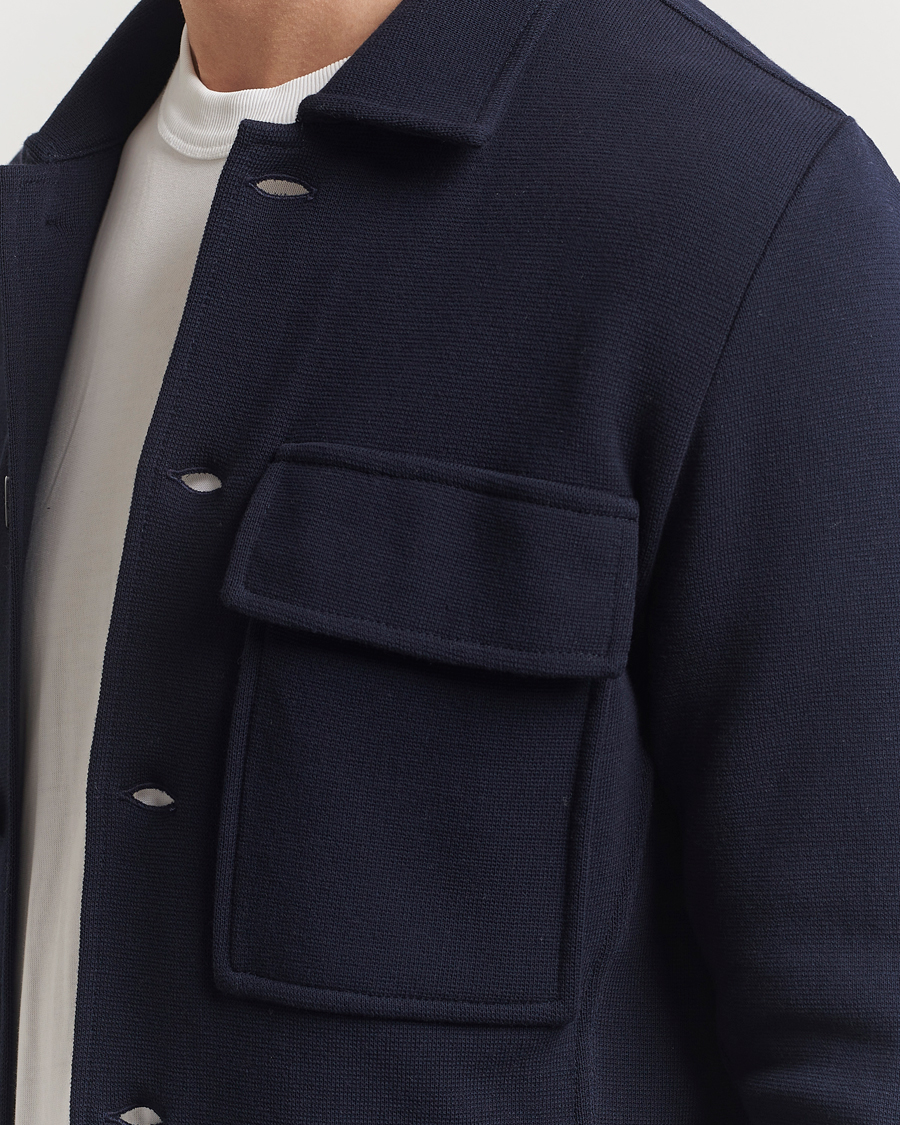 Men | Blazers | Lardini | Knitted Pocket Shirt Jacket Navy