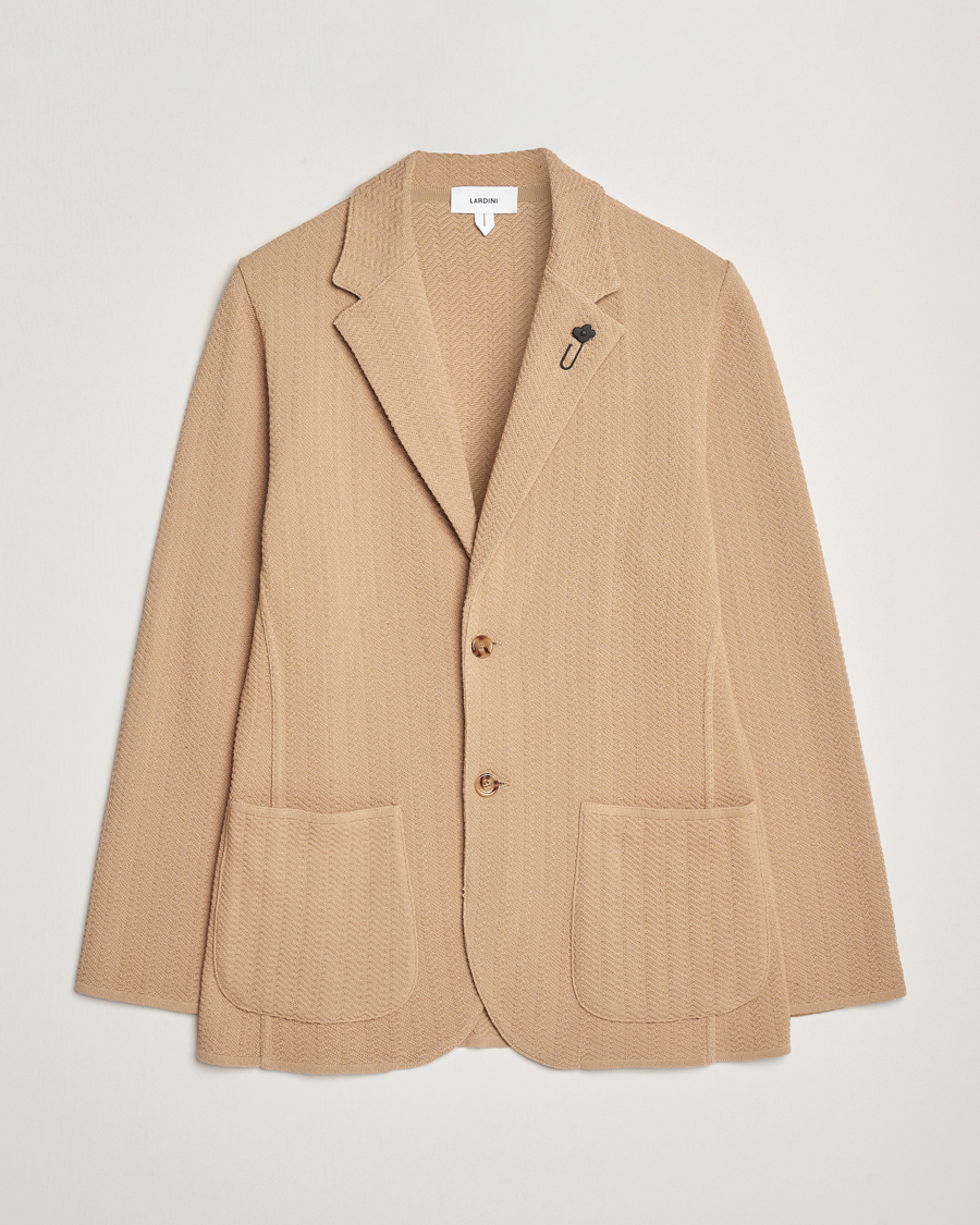Men | Blazers | Lardini | Knitted Cotton Structured Blazer Beige
