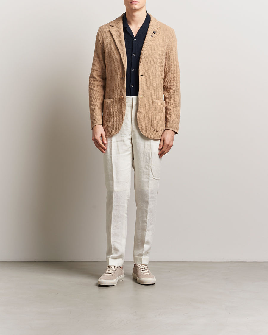 Men | Blazers | Lardini | Knitted Cotton Structured Blazer Beige