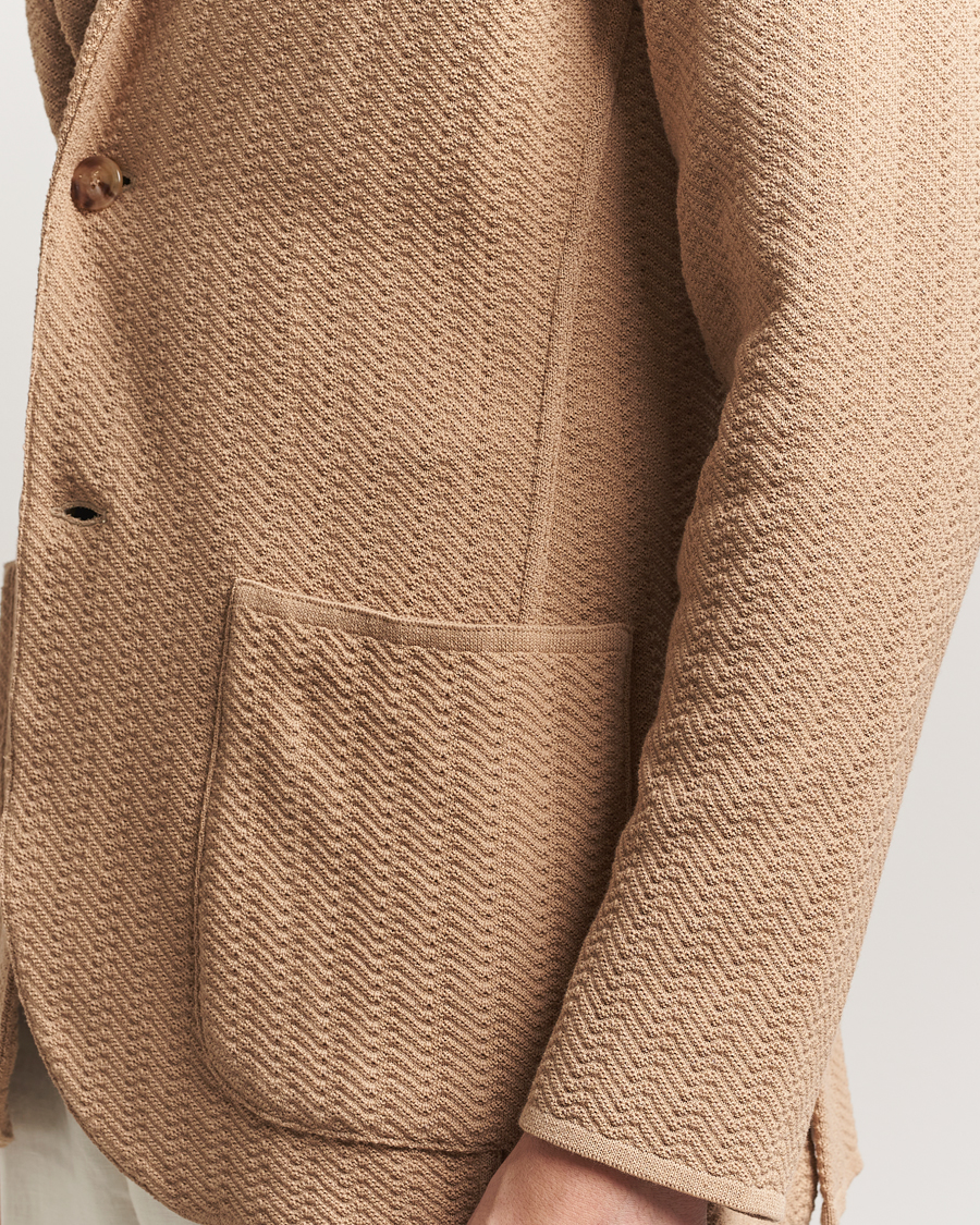 Men | Blazers | Lardini | Knitted Cotton Structured Blazer Beige