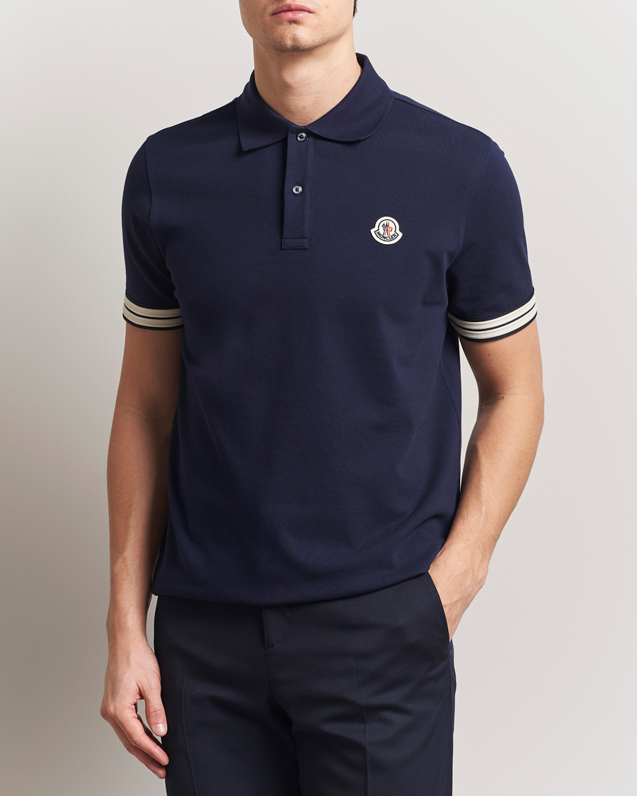 Men | Polo Shirts | Moncler | Contrast Rib Polo Navy