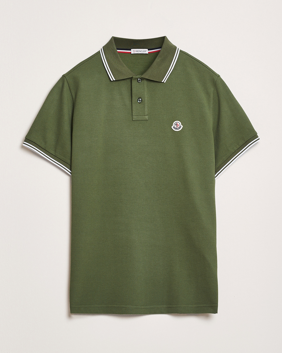 Men | Polo Shirts | Moncler | Contrast Rib Polo Dark Green