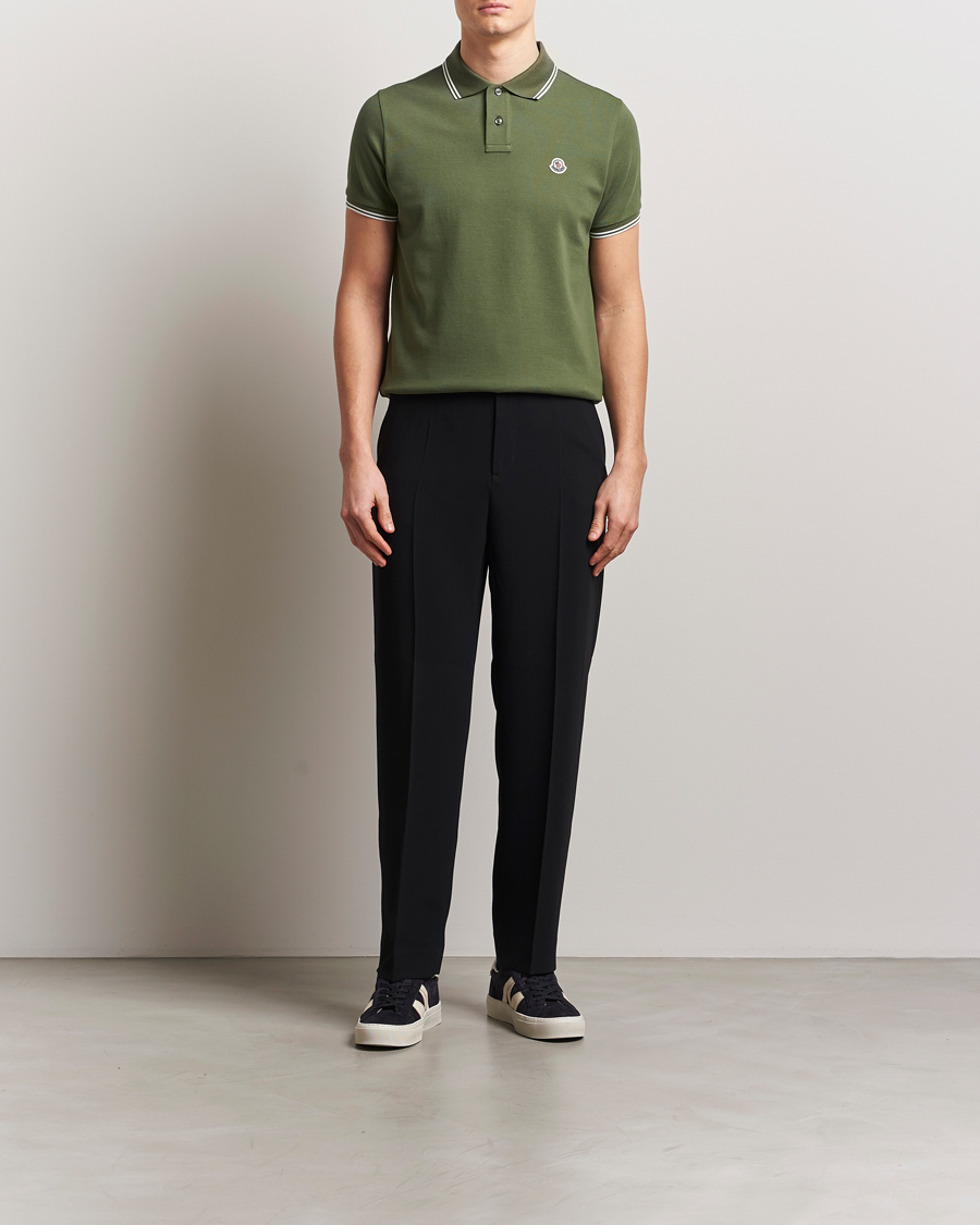 Men | Polo Shirts | Moncler | Contrast Rib Polo Dark Green