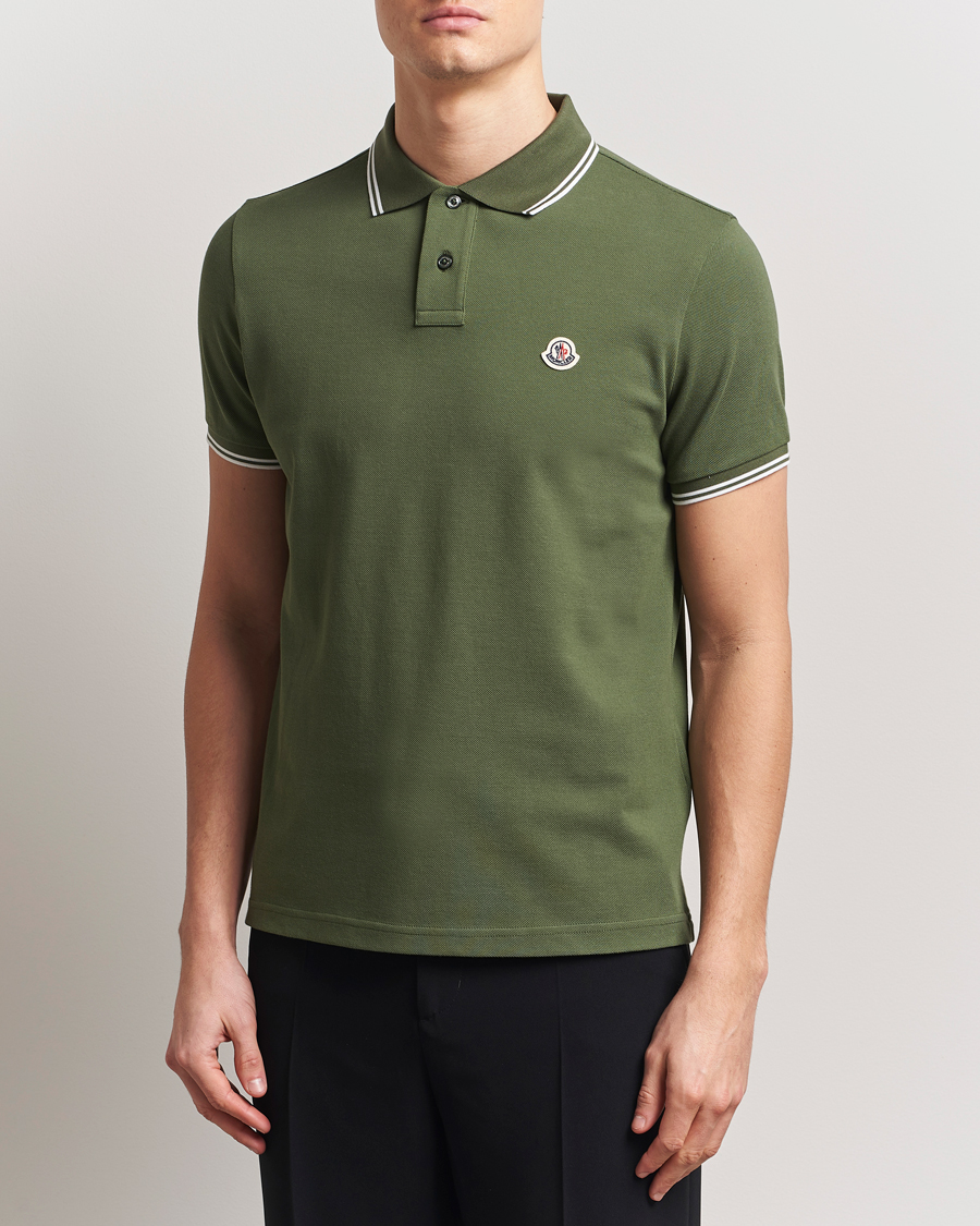 Men | Polo Shirts | Moncler | Contrast Rib Polo Dark Green