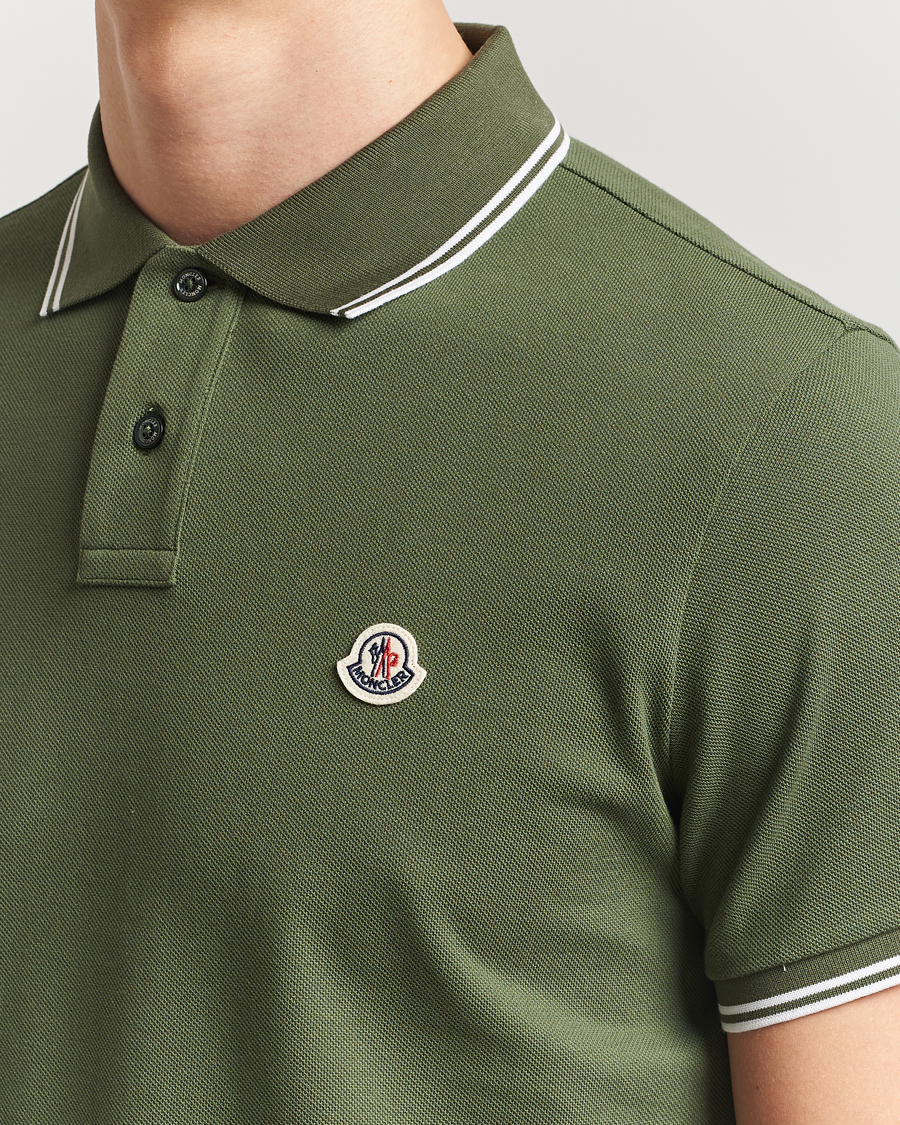 Men | Polo Shirts | Moncler | Contrast Rib Polo Dark Green