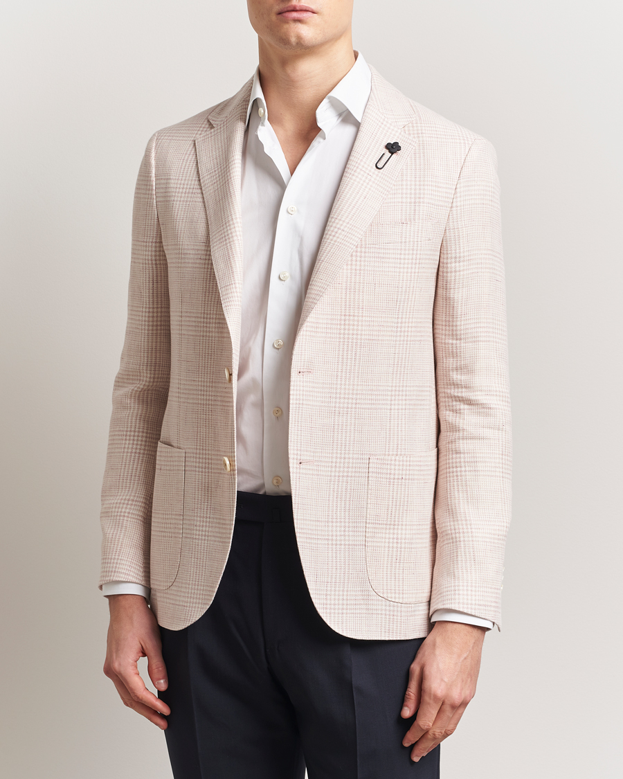 Men | Blazers | Lardini | Linen/Wool Glencheck Blazer Pink