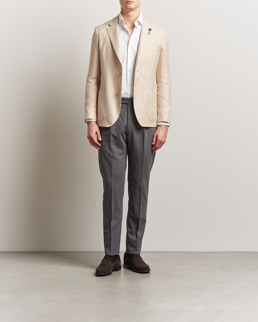 Men | Blazers | Lardini | Cotton/Linen Glencheck Blazer Beige