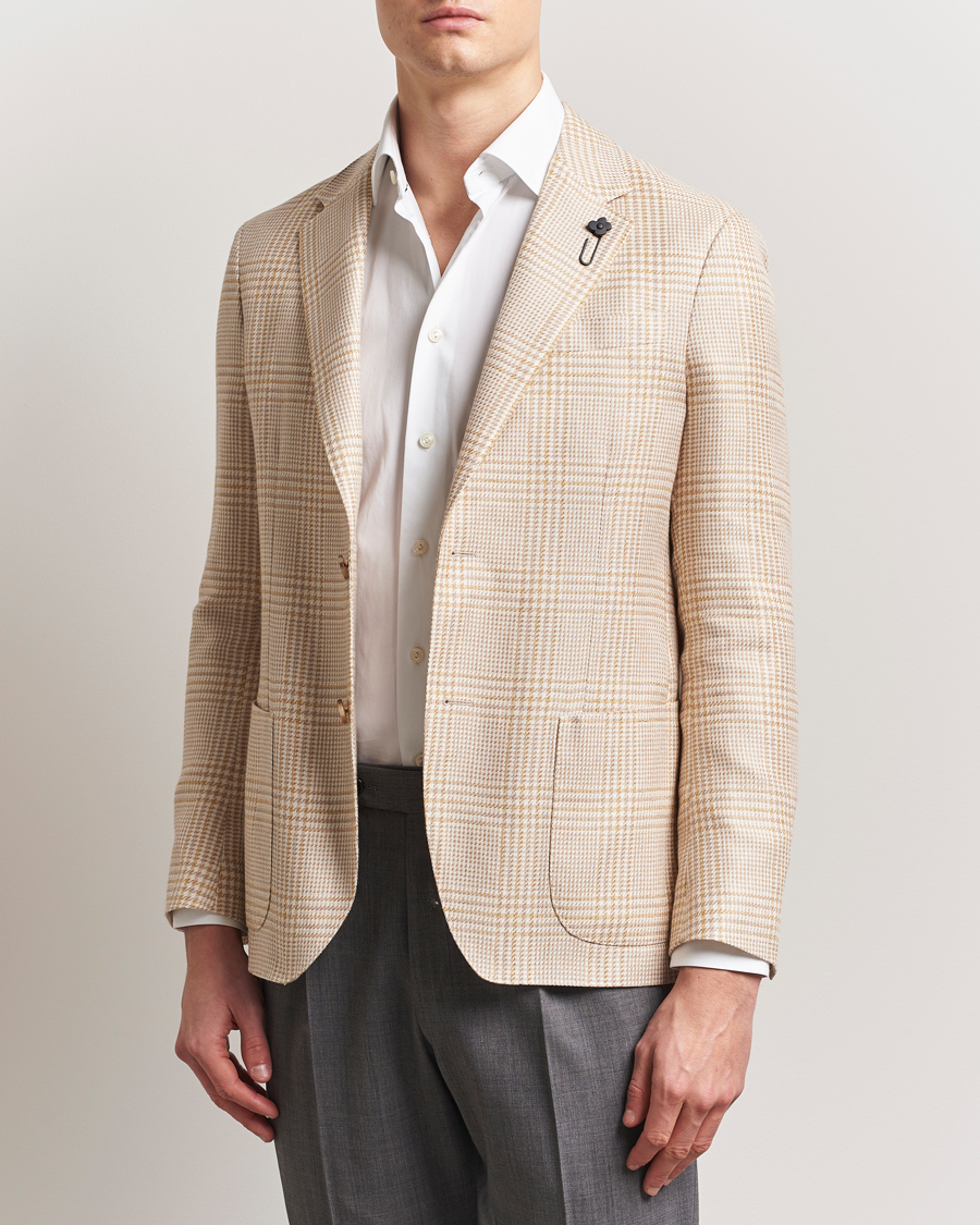 Men | Blazers | Lardini | Cotton/Linen Glencheck Blazer Beige