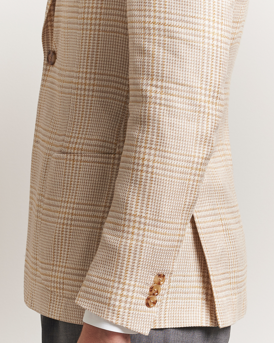 Men | Blazers | Lardini | Cotton/Linen Glencheck Blazer Beige