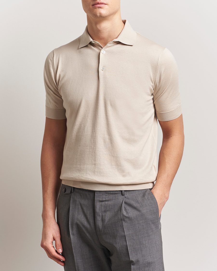 Men | Polo Shirts | Lardini | Knitted Cotton Polo Beige