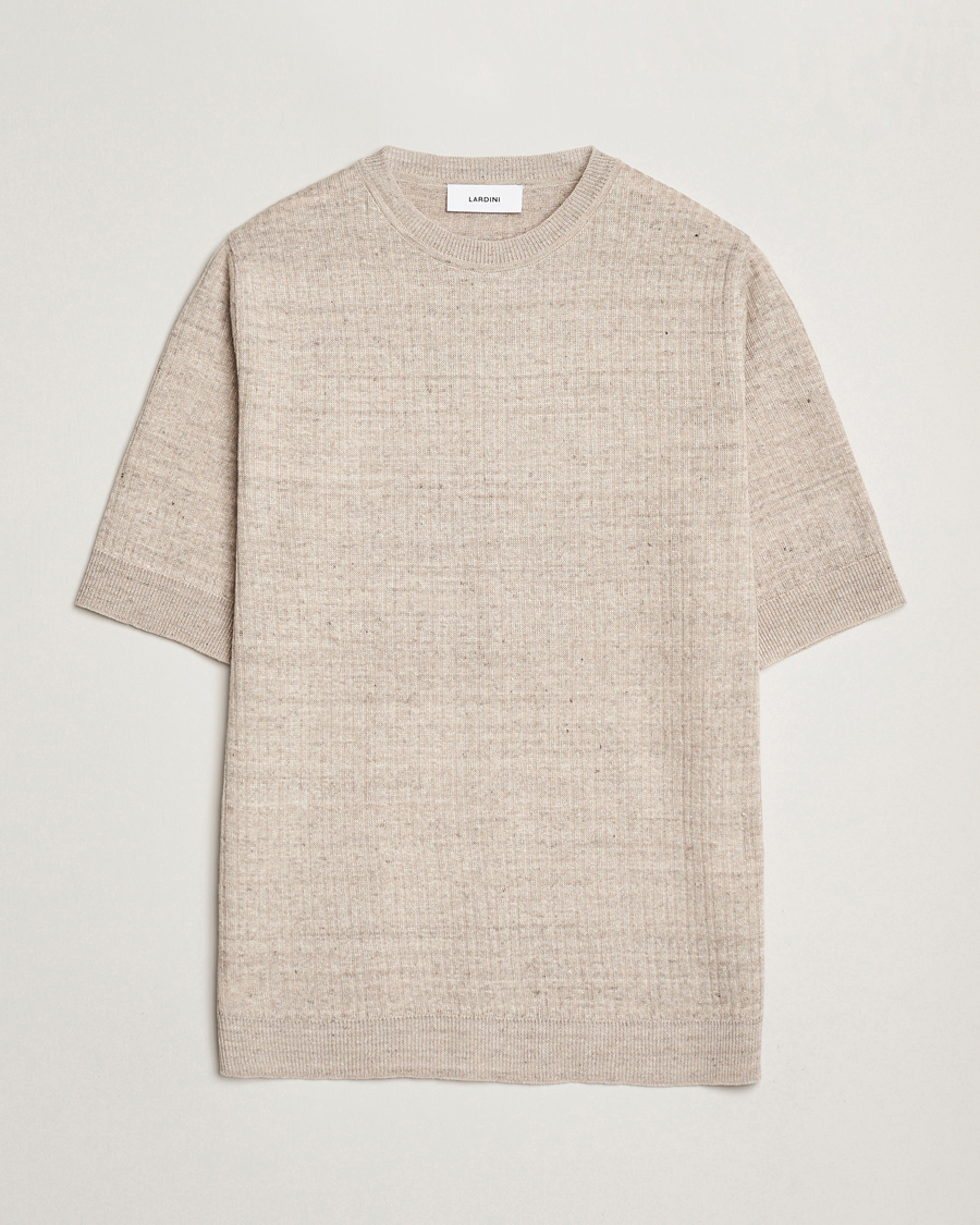 Men | T-Shirts | Lardini | Knitted Linen/Cotton T-Shirt Beige