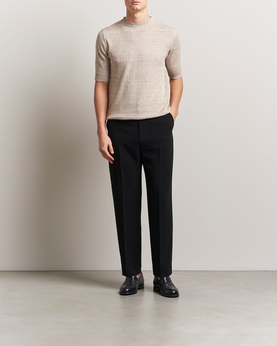Men | T-Shirts | Lardini | Knitted Linen/Cotton T-Shirt Beige