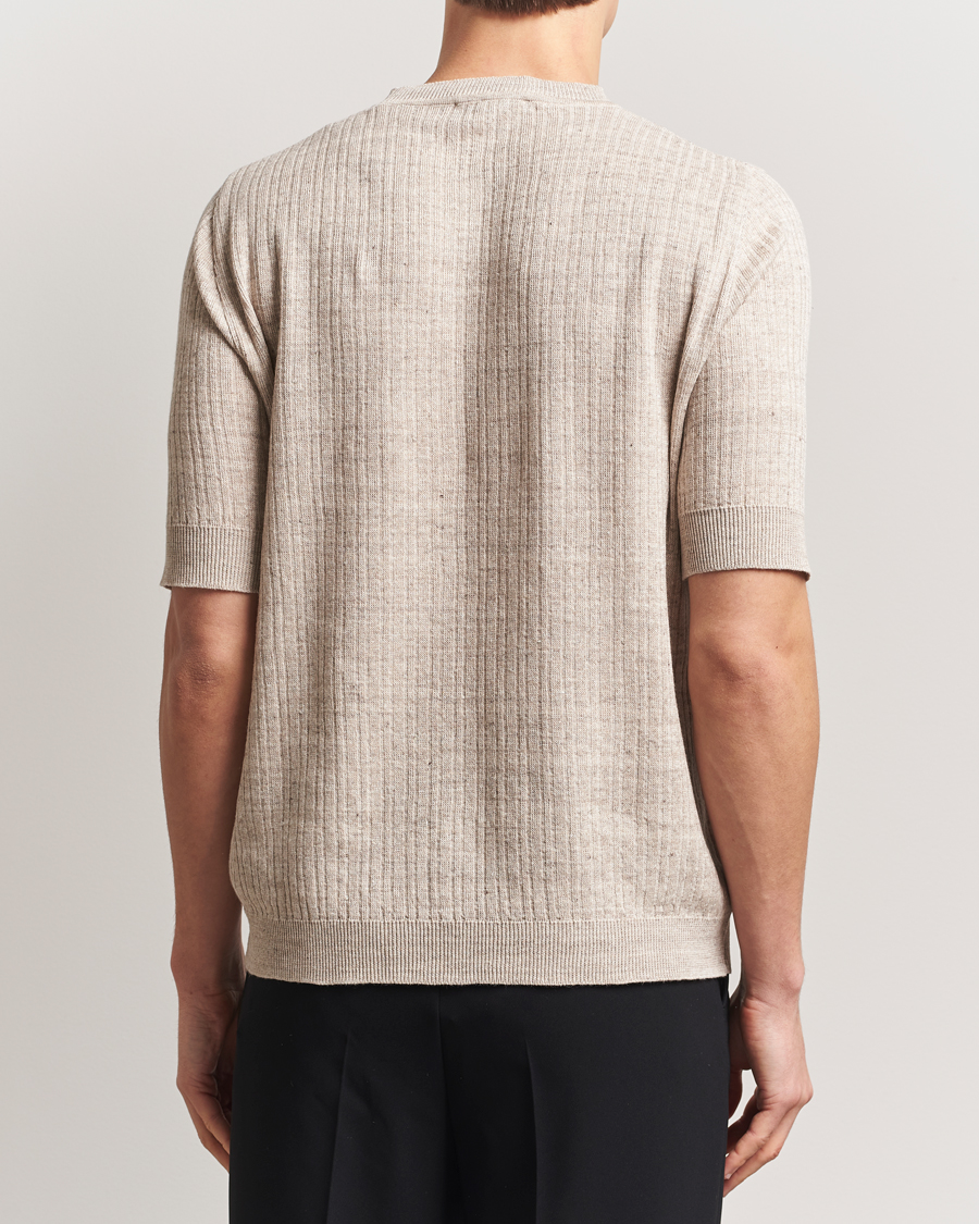 Men | T-Shirts | Lardini | Knitted Linen/Cotton T-Shirt Beige
