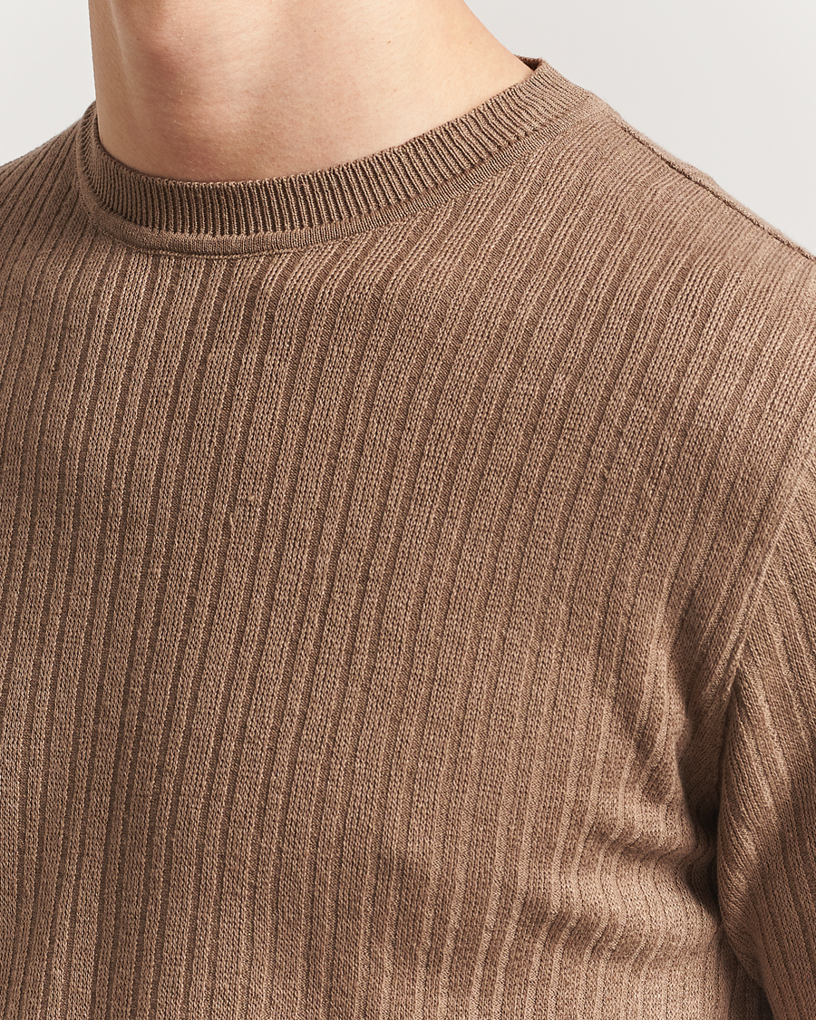 Men | T-Shirts | Lardini | Knitted Linen/Cotton T-Shirt Light Brown