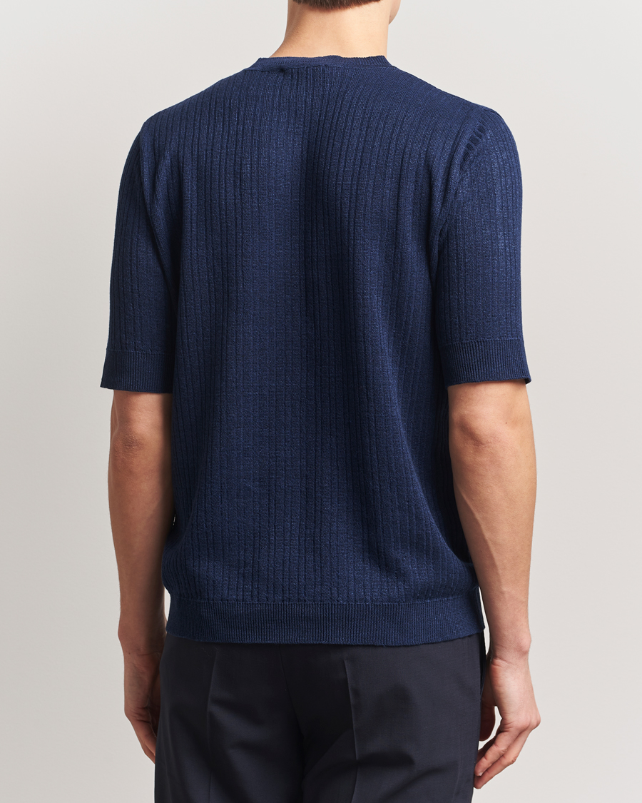 Men | T-Shirts | Lardini | Knitted Linen/Cotton T-Shirt Navy