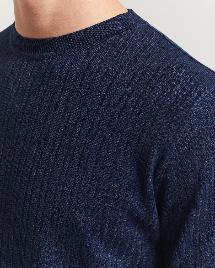 Men | T-Shirts | Lardini | Knitted Linen/Cotton T-Shirt Navy