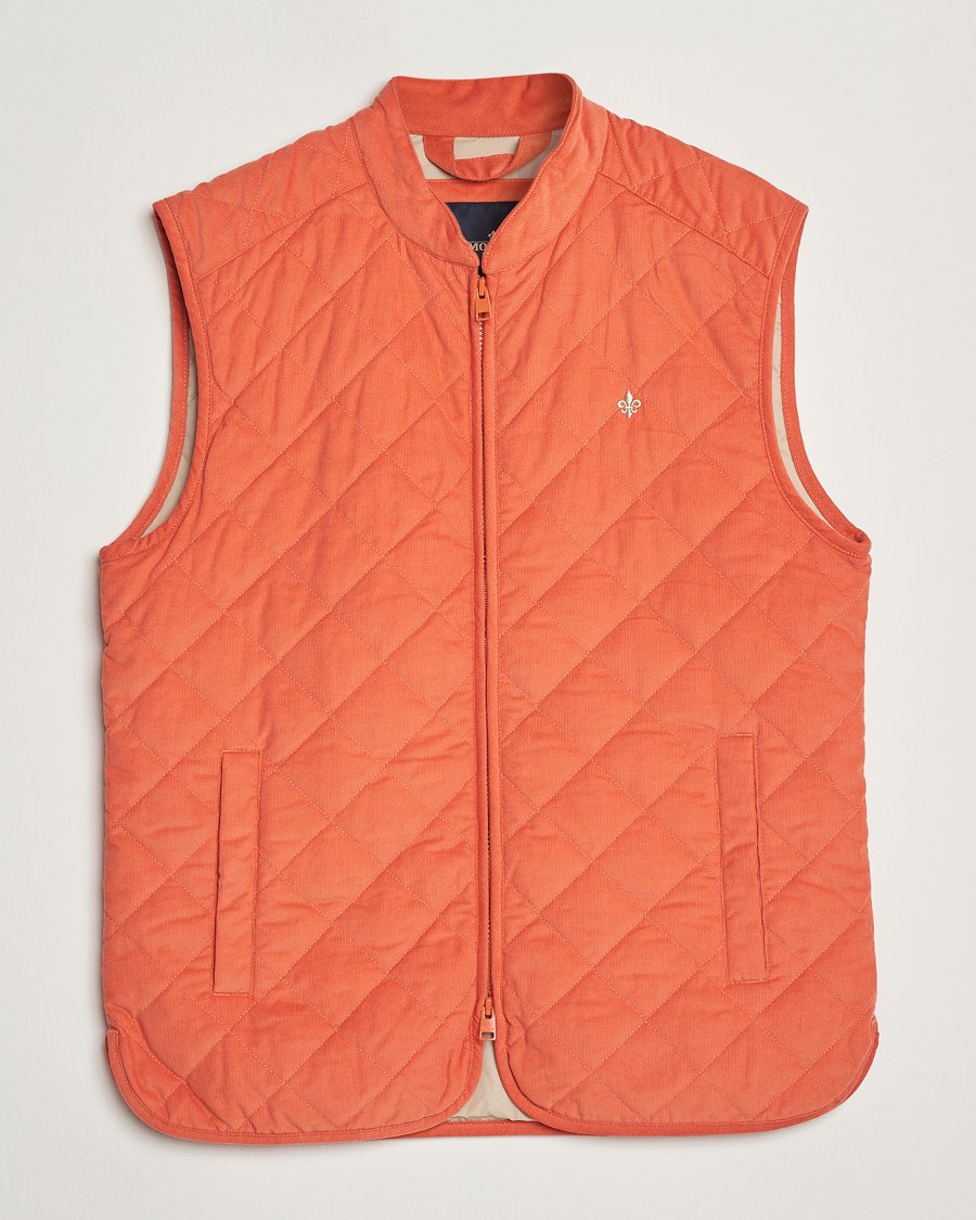 Men | Gilets | Morris | Teddy Quilted Cord Vest Orange