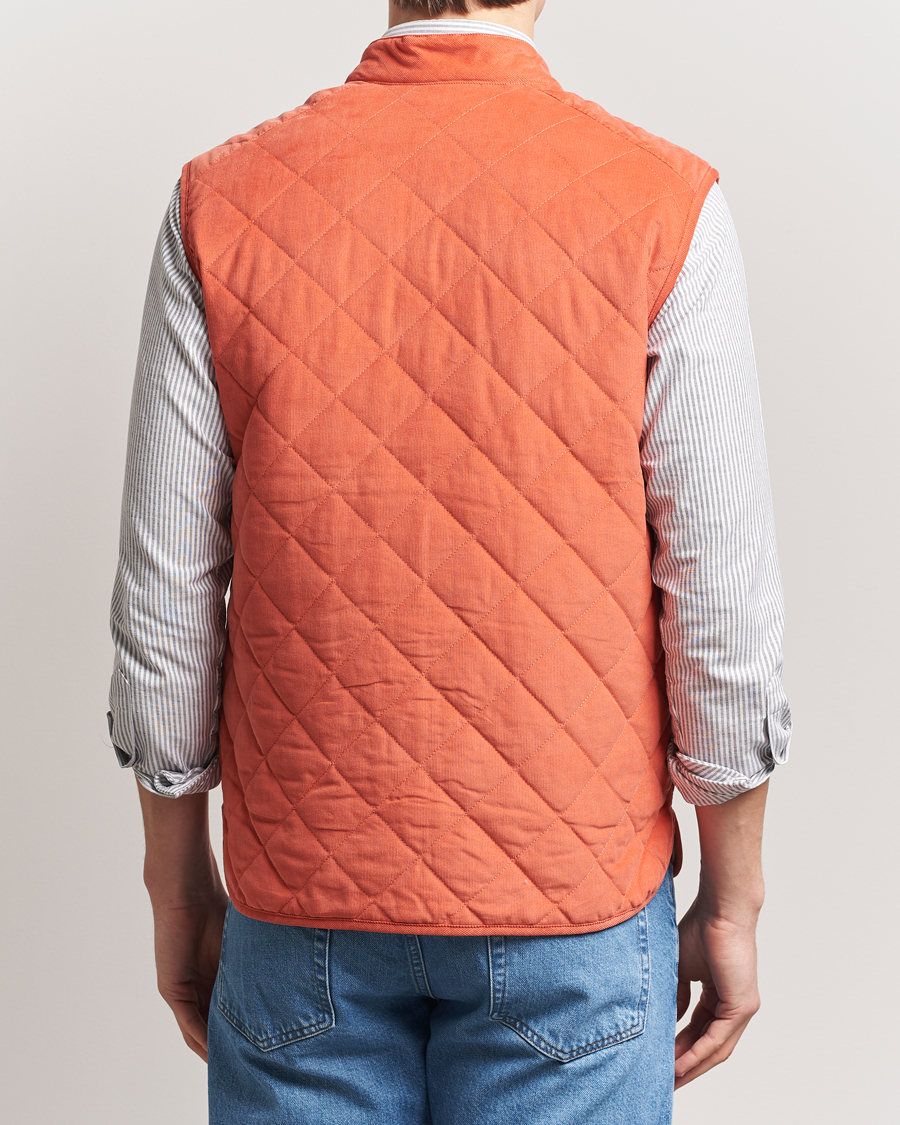 Men | Gilets | Morris | Teddy Quilted Cord Vest Orange