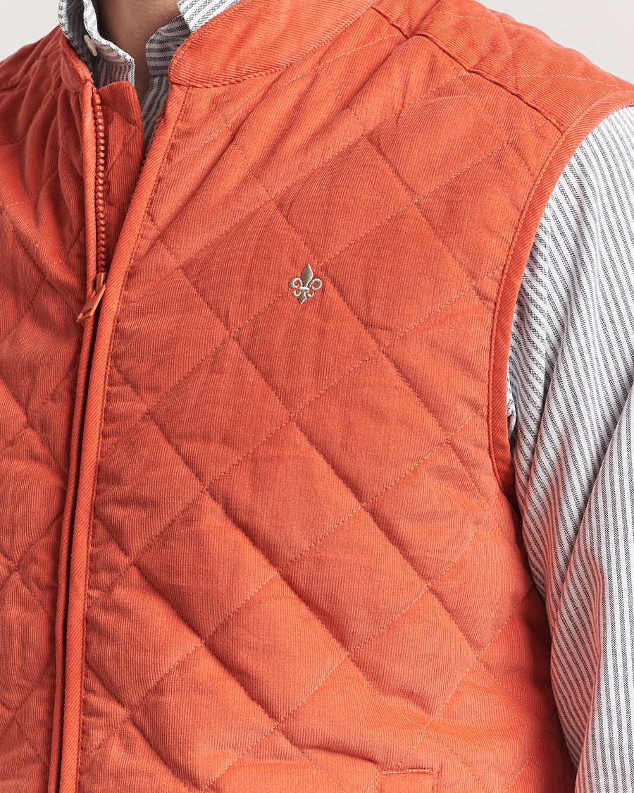 Men | Gilets | Morris | Teddy Quilted Cord Vest Orange