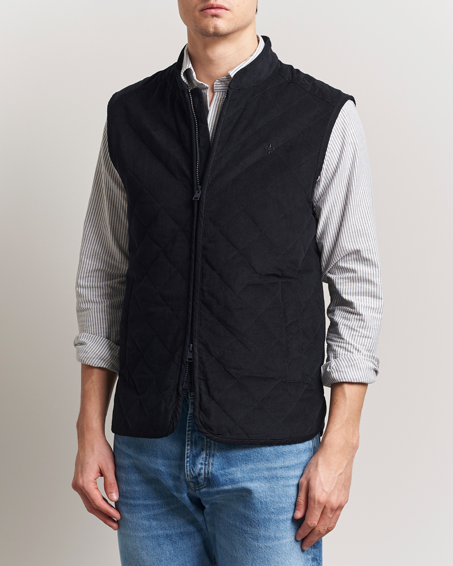 Men | Gilets | Morris | Teddy Quilted Cord Vest Navy