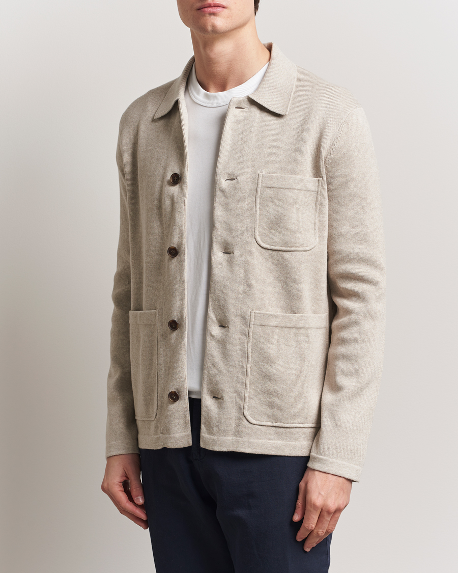 Men | Shirts | Morris | Jake Knitted Shirt Jacket Beige