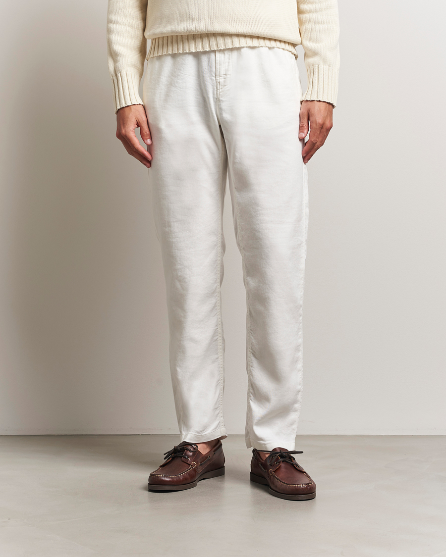Men | Trousers | Morris | Fenix Linen/Cotton Trousers Off White