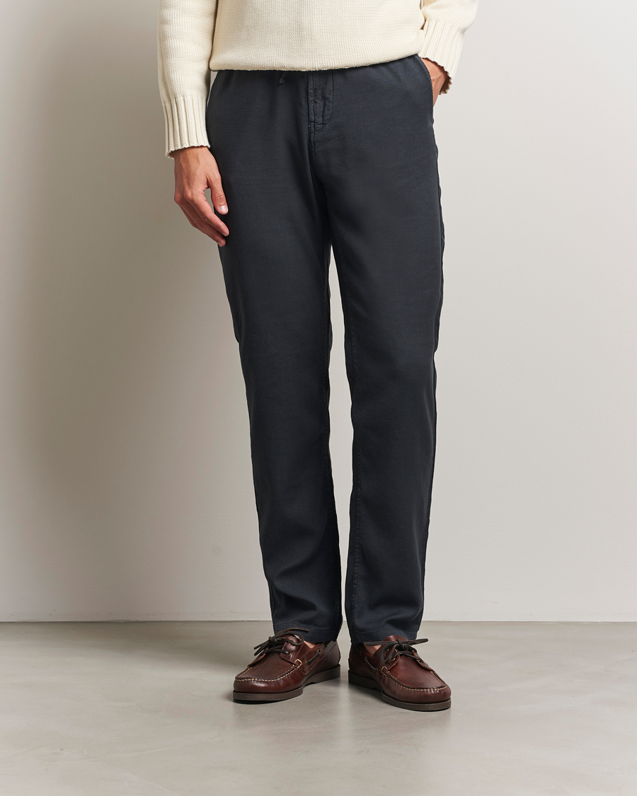 Men | Trousers | Morris | Fenix Linen/Cotton Trousers Blue