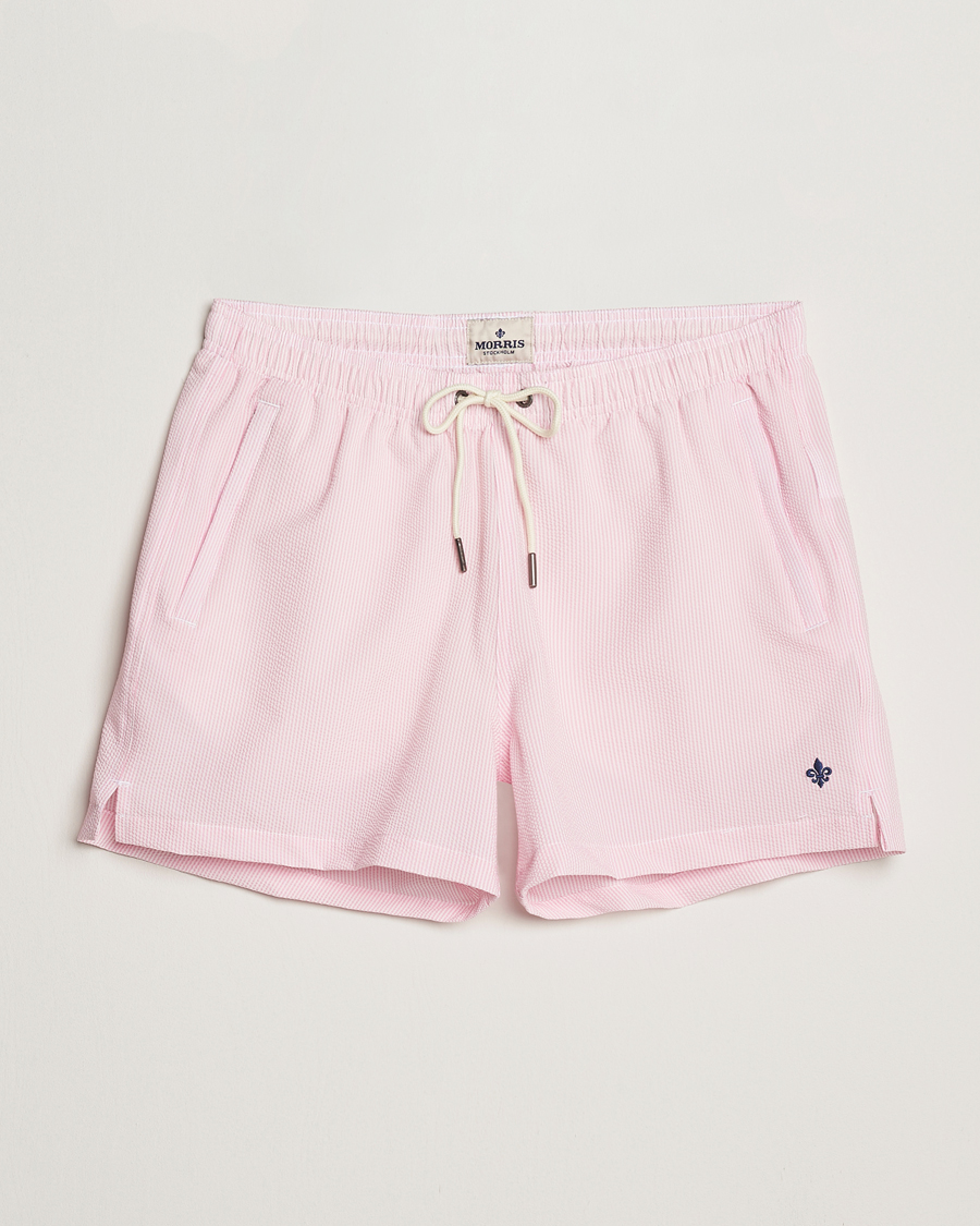 Men | Swimwear | Morris | Seersucker Bathing Trunks Light Pink