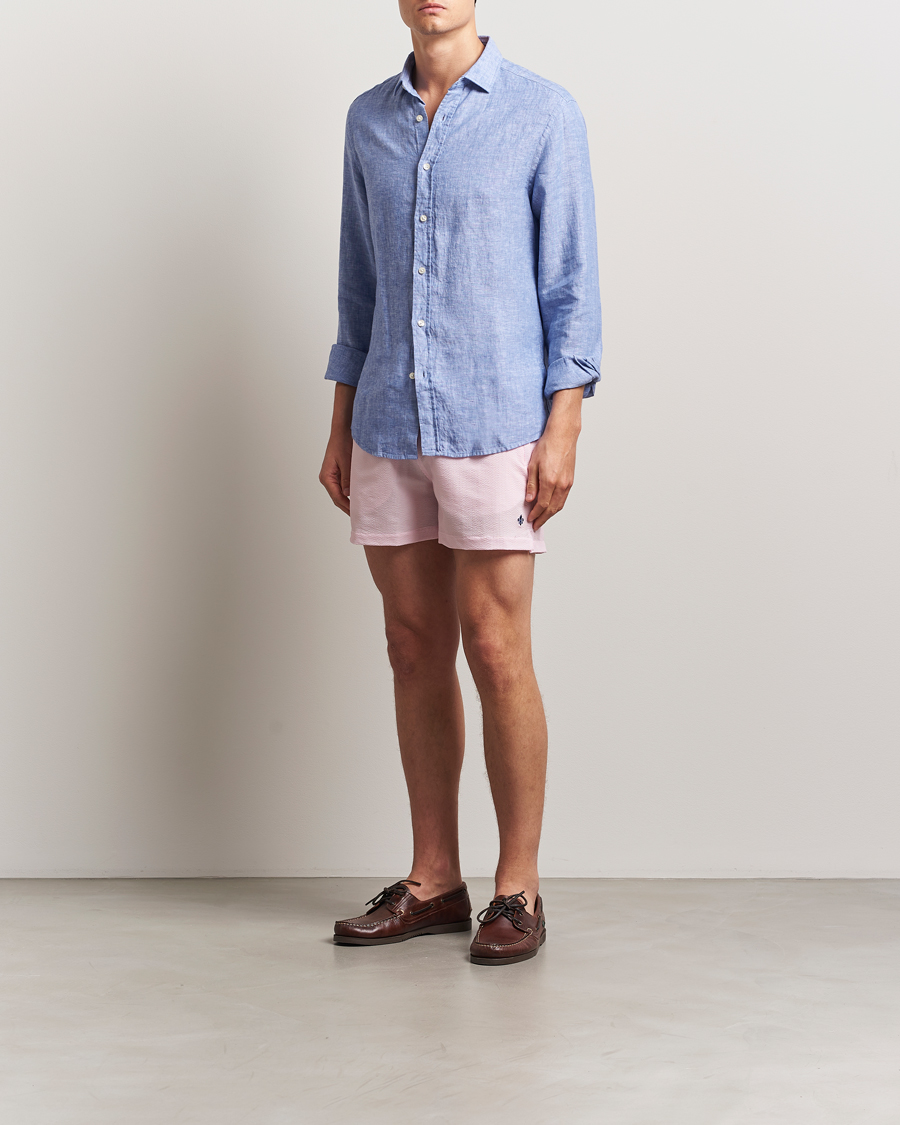 Men | Swimwear | Morris | Seersucker Bathing Trunks Light Pink