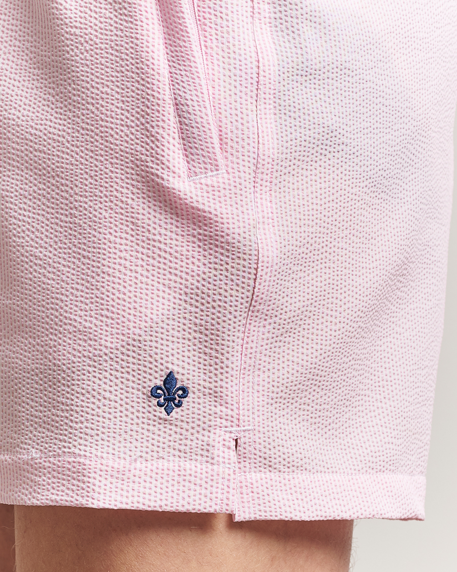 Men | Swimwear | Morris | Seersucker Bathing Trunks Light Pink