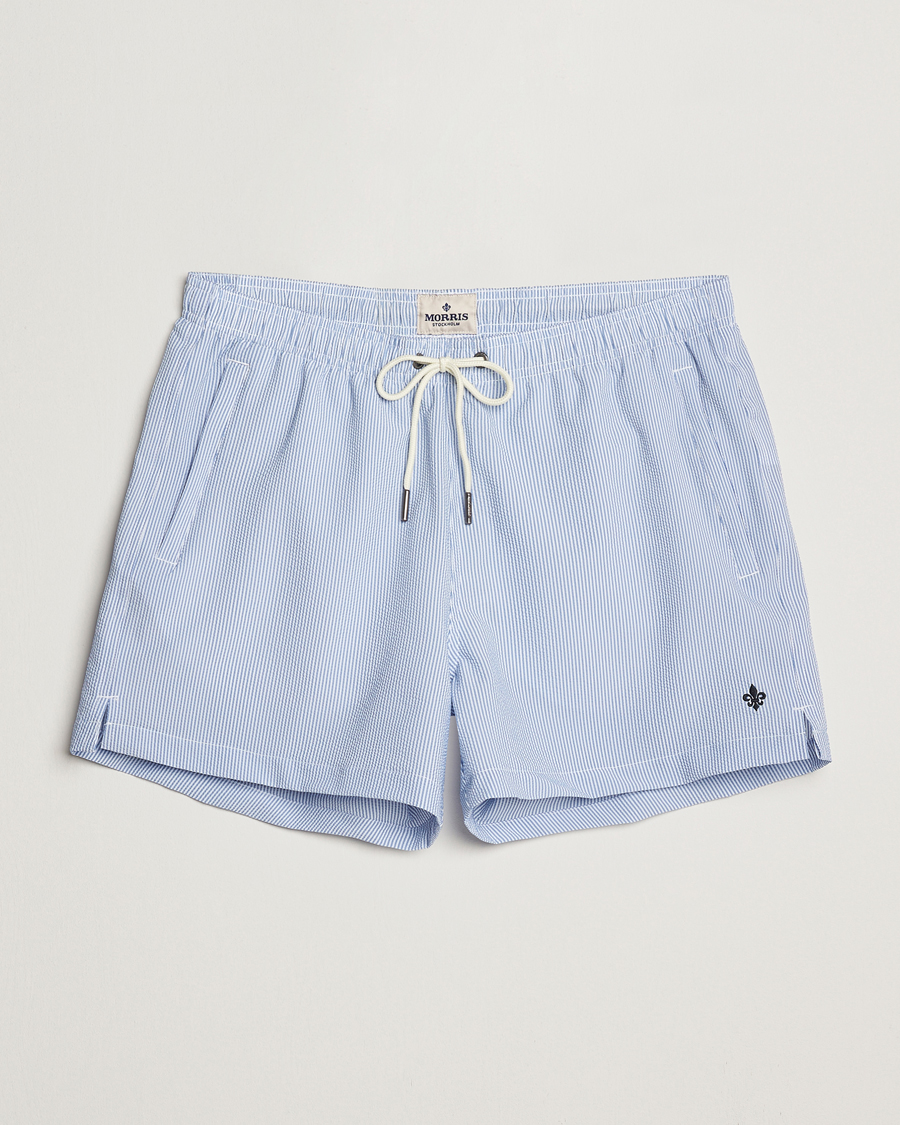 Men | Swimwear | Morris | Seersucker Bathing Trunks Light Blue