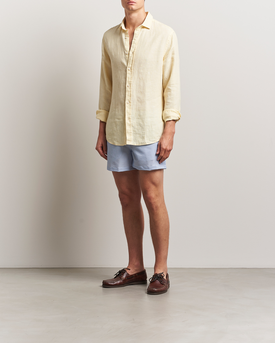 Men | Swimwear | Morris | Seersucker Bathing Trunks Light Blue