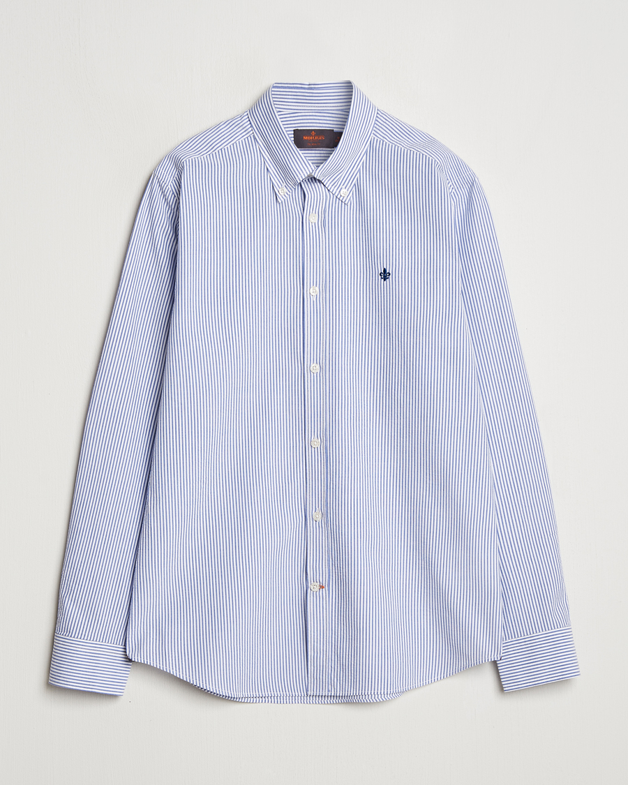 Men | Shirts | Morris | Slim Fit Striped Seersucker Shirt Old Blue