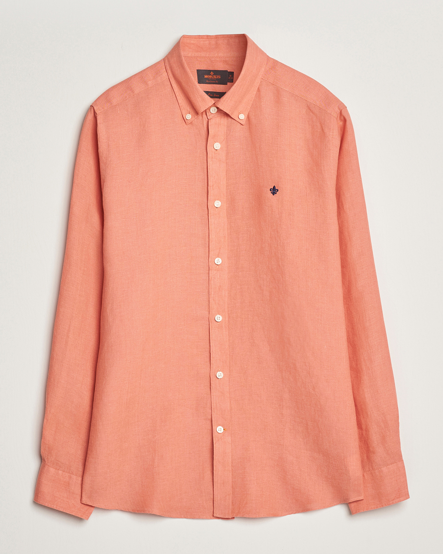 Men | Shirts | Morris | Douglas Linen Button Down Shirt Burnt Orange