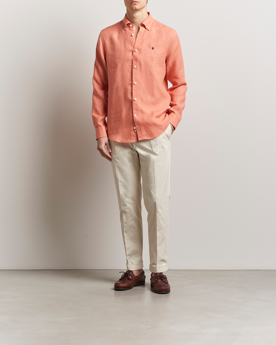 Men | Shirts | Morris | Douglas Linen Button Down Shirt Burnt Orange