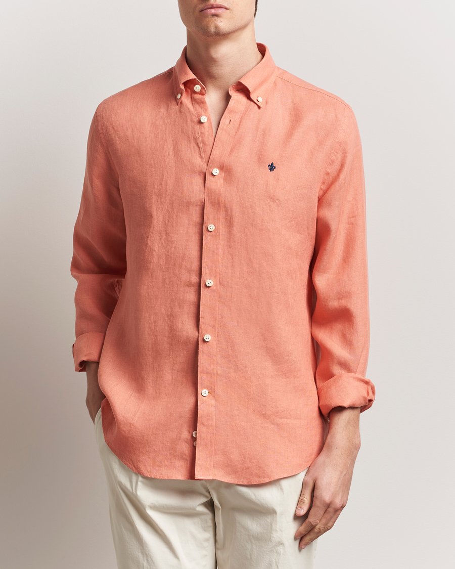 Men | Shirts | Morris | Douglas Linen Button Down Shirt Burnt Orange
